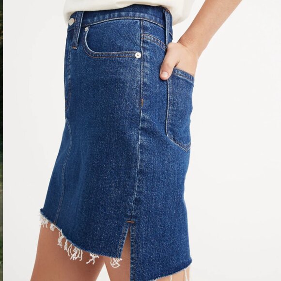 Stretch Denim Straight Mini Skirt: Step-Hem Edition - Picture 4 of 9